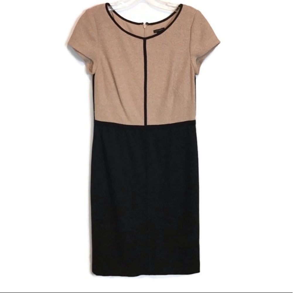 Ann Taylor Black & Nude Textured Dress Sz 8